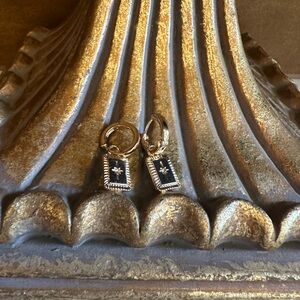 Gorjana Gold and Black Hoop Earrings